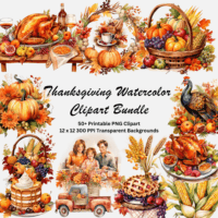 Thanksgiving Watercolor Clipart Collection on Etsy