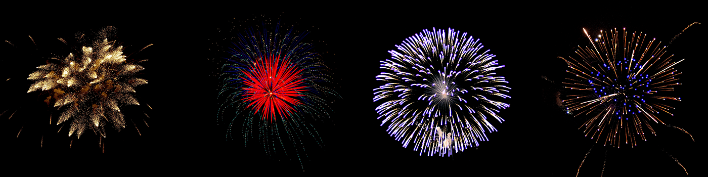 4 of the 100+ Fireworks Overlays for Photoshop