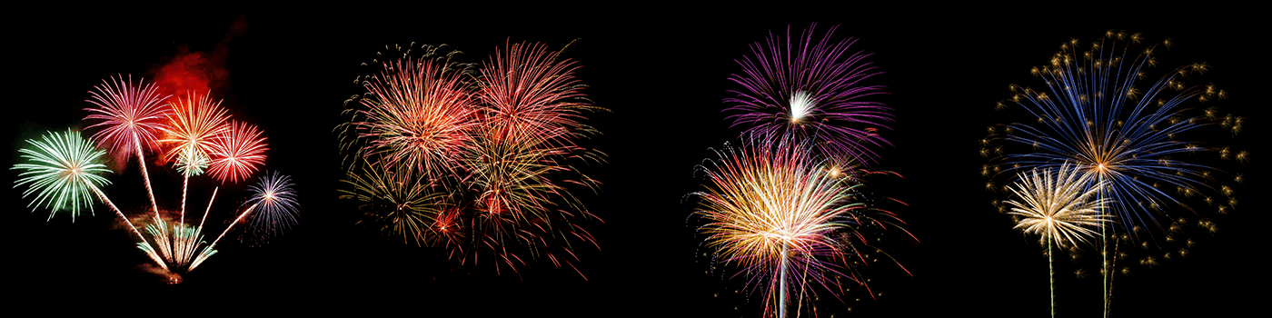 4 of the 100+ Fireworks Overlays for Photoshop