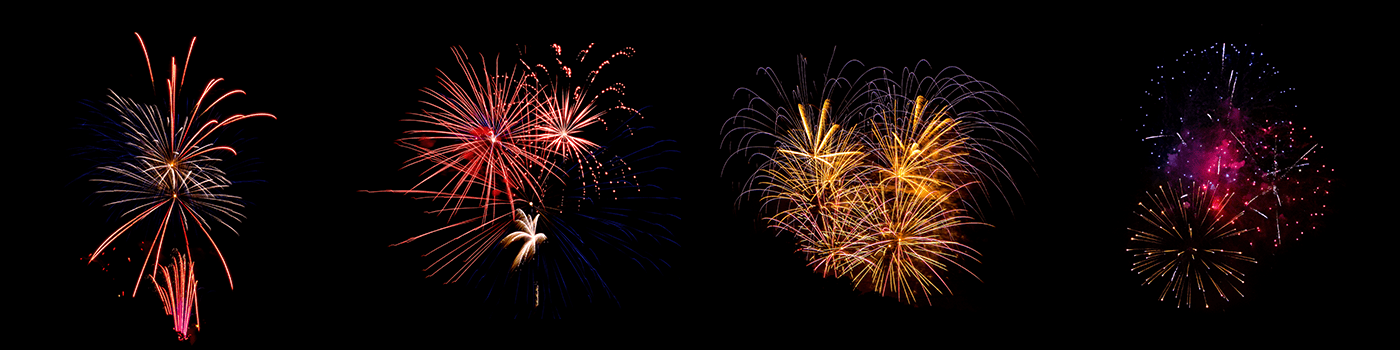 4 of the 100+ Fireworks Overlays for Photoshop