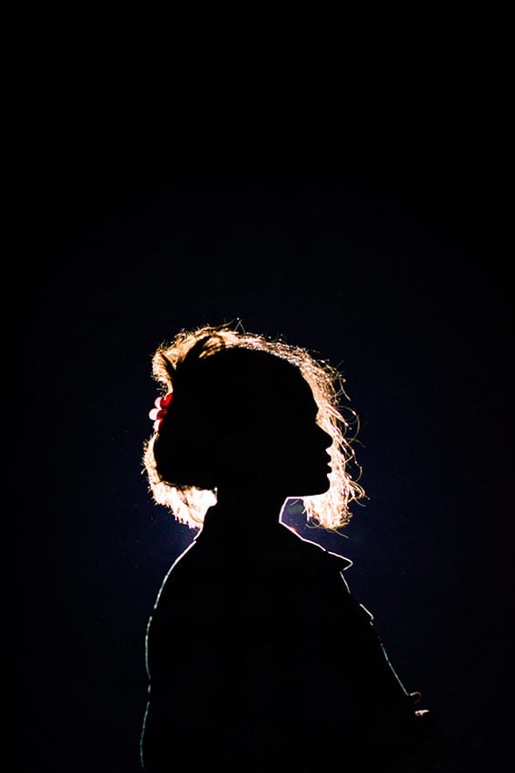 Before Example of Fireworks Overlays - silhouette of a yound woman